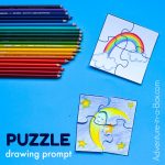 Puzzle Drawing Prompt For Kids With A Free Printable Template   Printable Drawing Puzzles