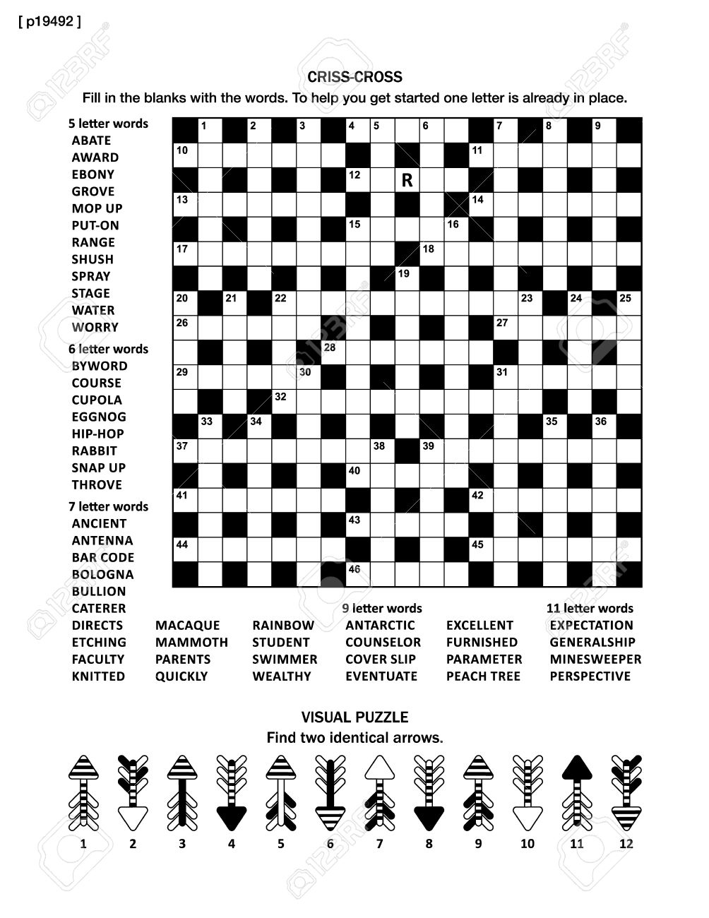 Puzzle Page With Two Puzzles: Big 19X19 Criss-Cross Word Game - Printable Minesweeper Puzzles