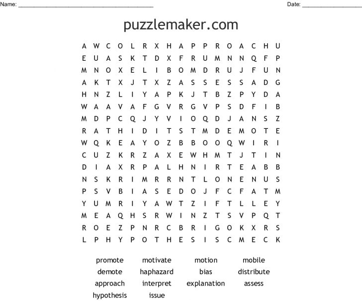 Crossword Puzzle Maker Free Printable 30 Words