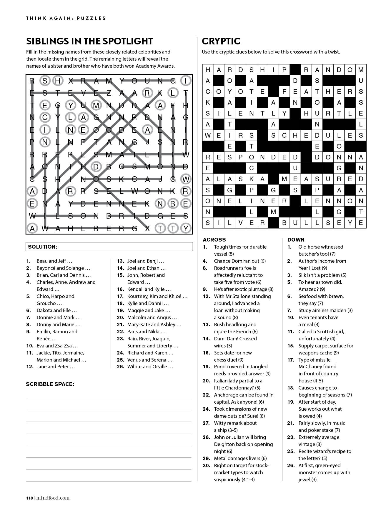 Puzzles | Mindfood - Printable Crossword Puzzles August 2017