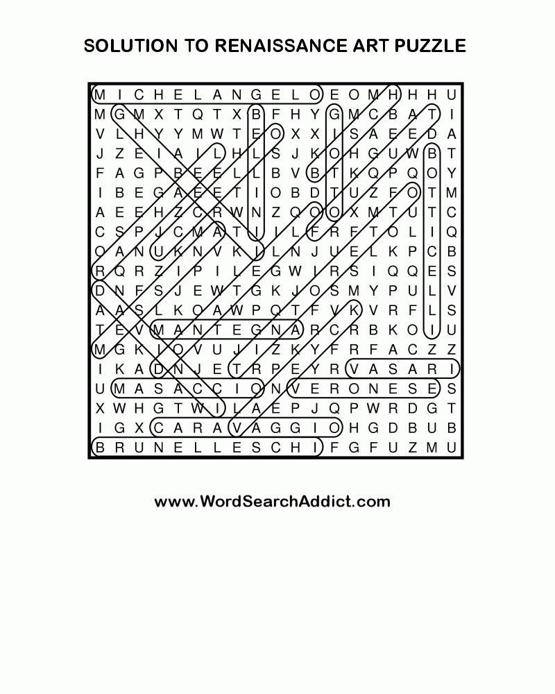 Renaissance Art Printable Word Search Puzzle - Printable Art Puzzles