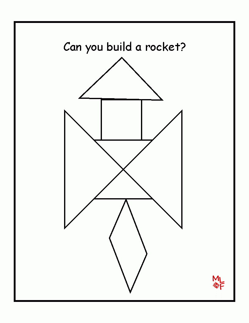 Rocket Tangram Printable | Preschool - Space | Preschool Math - Printable Tangram Puzzles For Kindergarten