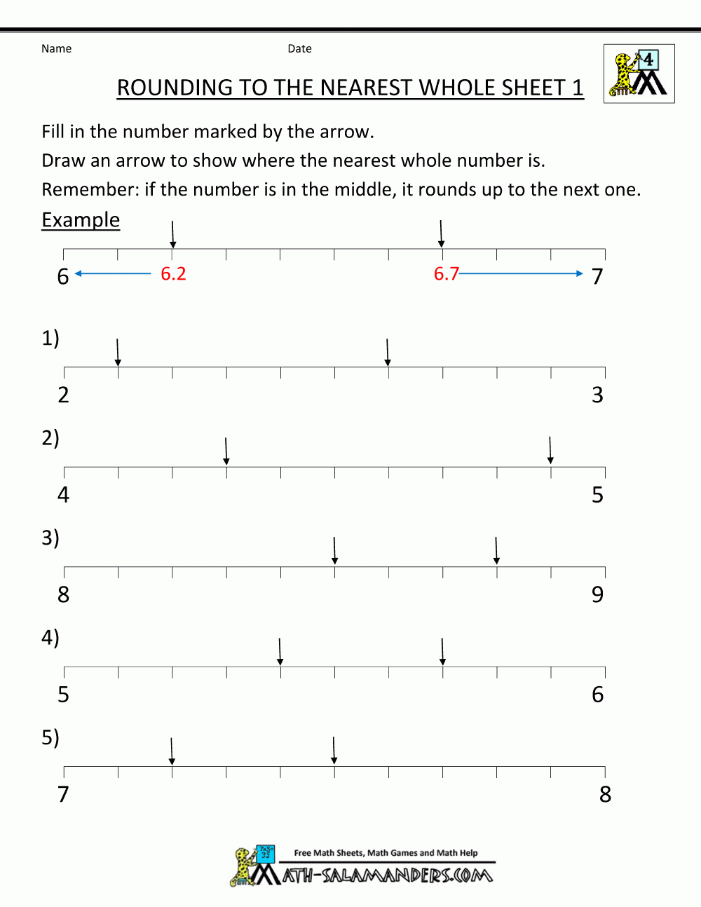 Rounding Decimal Numbers Nearest Whole 1 | Education: Math - Rounding Crossword Puzzle Printable