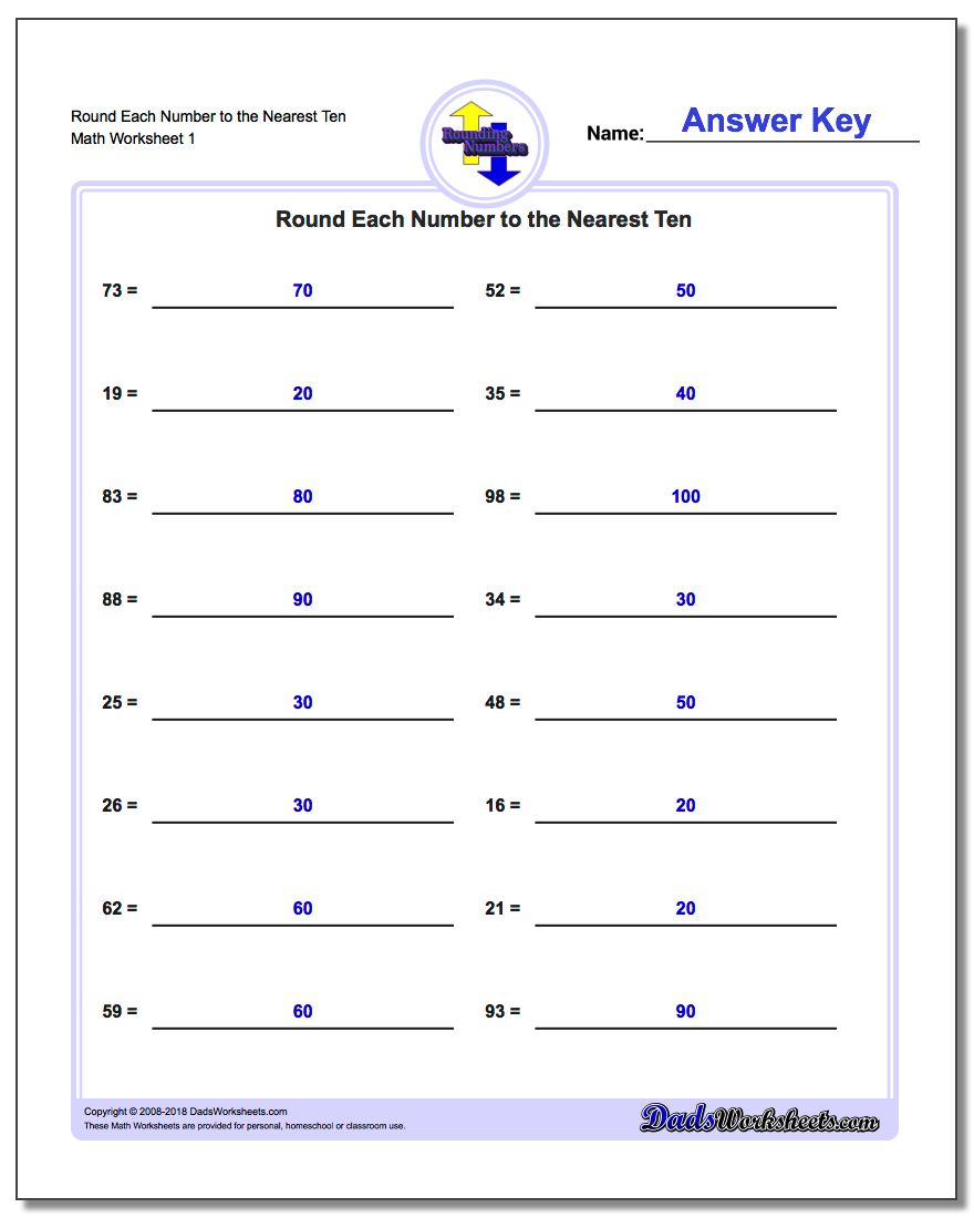 Rounding Numbers - Rounding Crossword Puzzle Printable