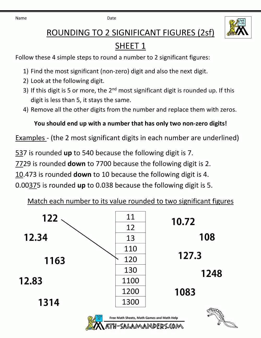 Rounding Significant Figures - Rounding Crossword Puzzle Printable