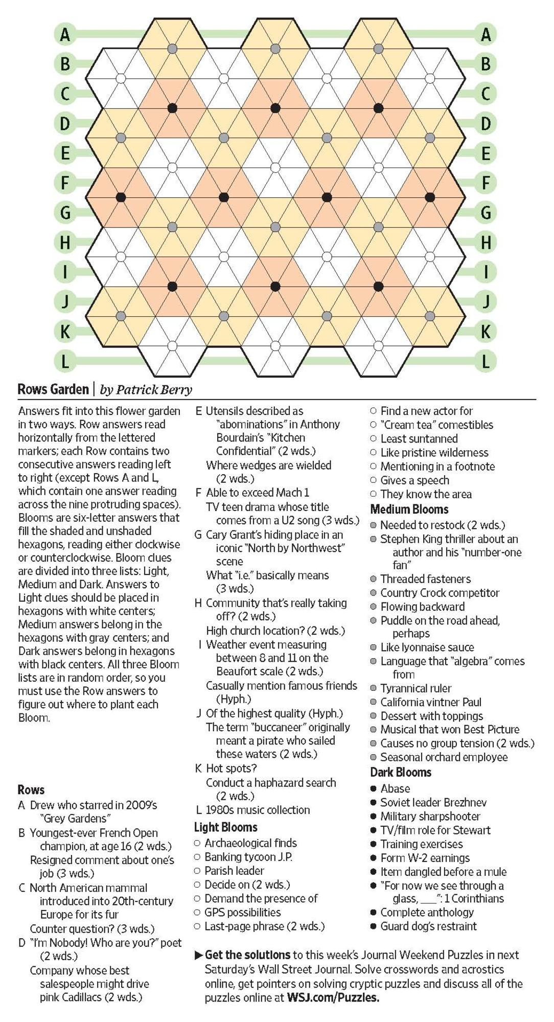 Printable Wsj Crossword Printable Crossword Puzzles