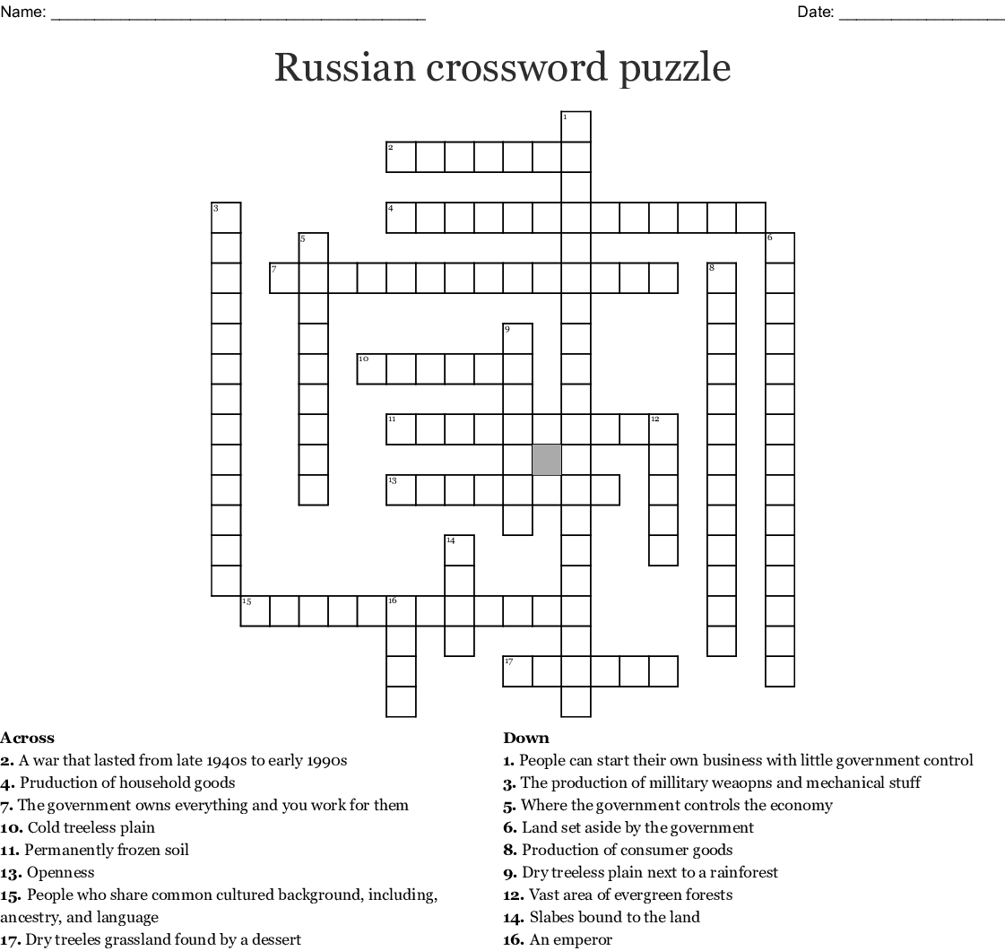 Russian Crossword Puzzle Crossword Wordmint Printable Russian Crosswords 