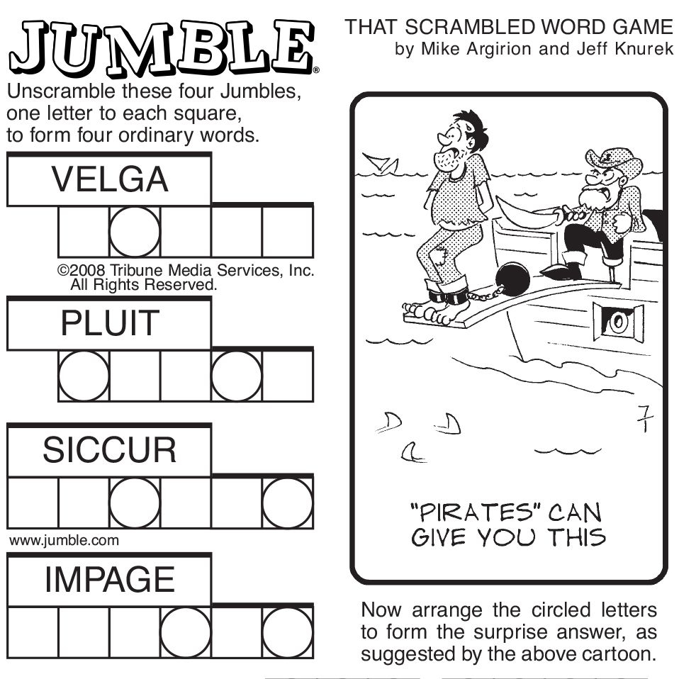 Sample Of Sunday Jumble | Tribune Content Agency | Stuff I Like - Printable Jumble Puzzles With Answers