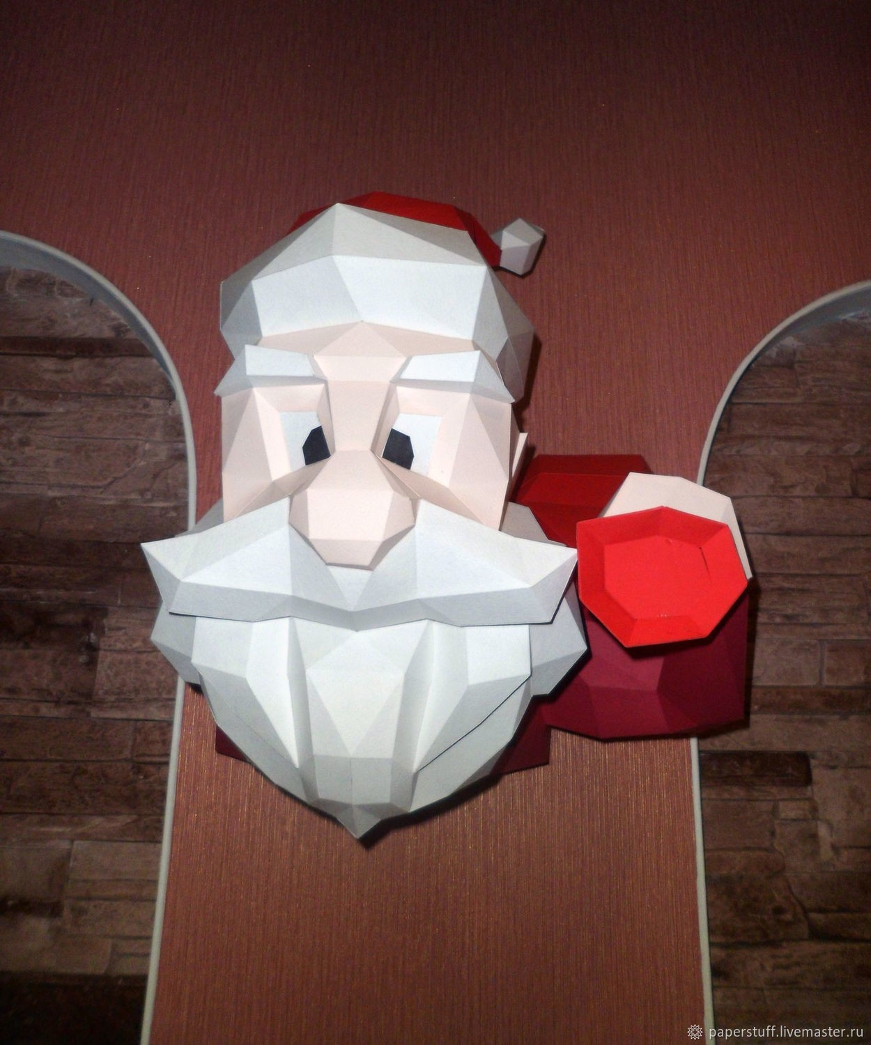 Santa Papercraft Polygon Figure 3D Paper Puzzle Trophy Santa Claus - Printable Origami Puzzle