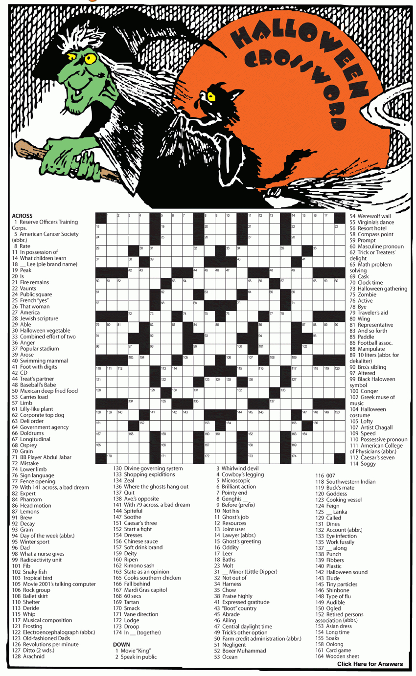 October Crossword Puzzle Printable Printable Crossword Puzzles