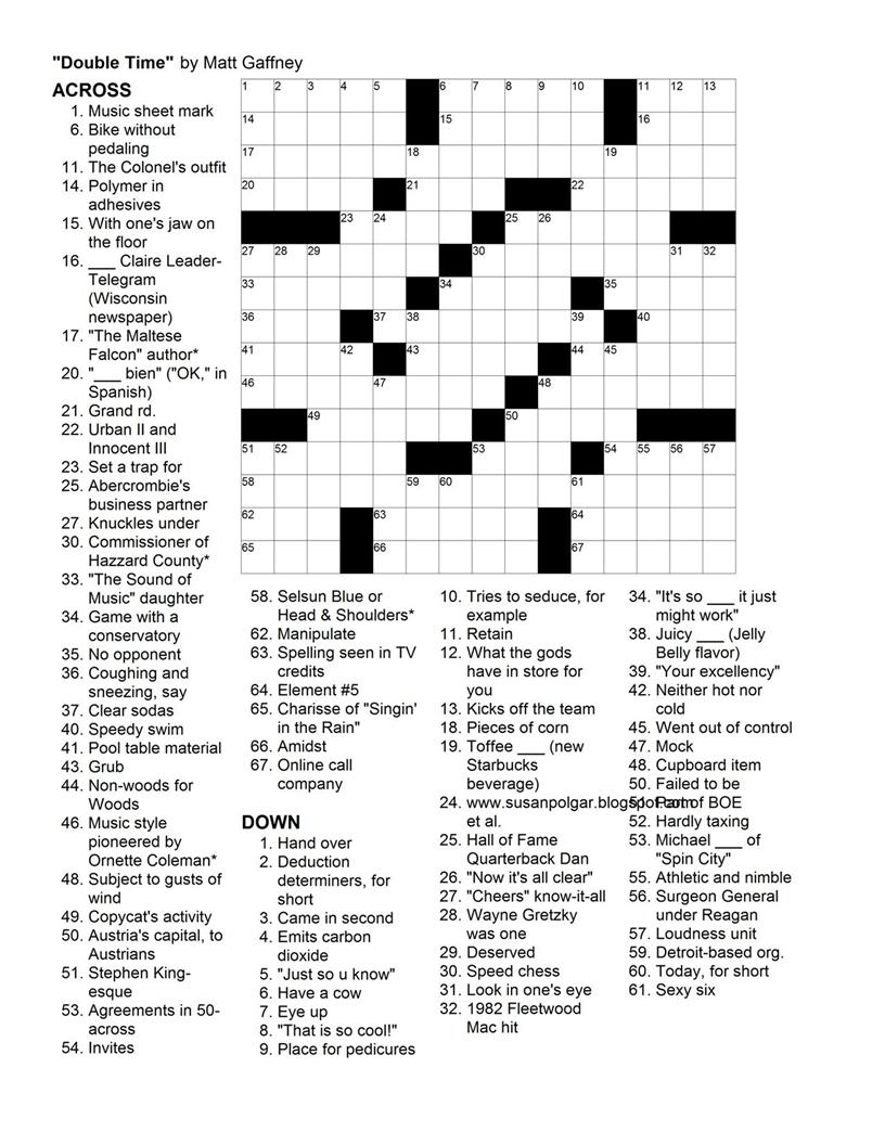 September | 2010 | Matt Gaffney&amp;#039;s Weekly Crossword Contest - Printable Crossword Puzzles 2010