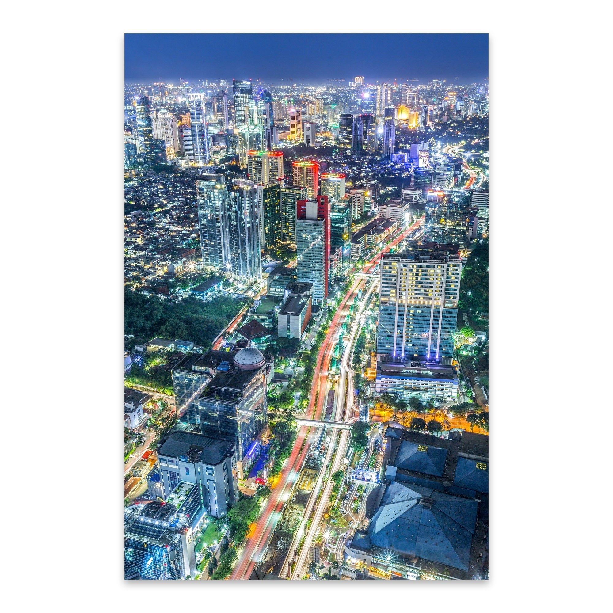 Shop Noir Gallery Jakarta Indonesia Skyline Night Metal Wall Art - Print Puzzle Jakarta