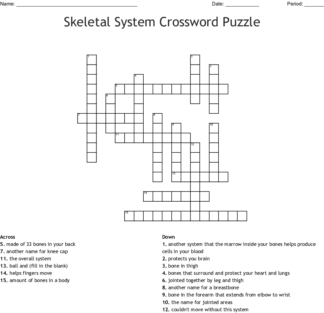 Skeletal System Crossword Puzzle Crossword - Wordmint - Printable Skeletal System Crossword Puzzle