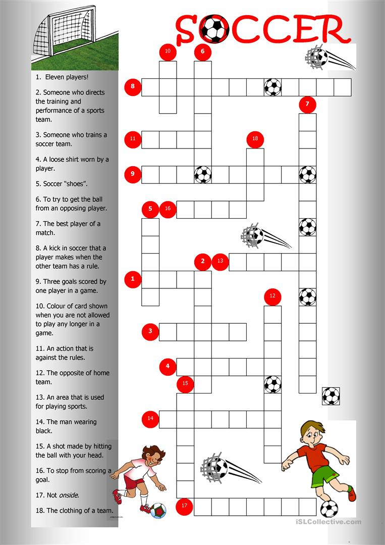 Soccer Crossword Worksheet - Free Esl Printable Worksheets Made - Printable Crossword Puzzles Soccer