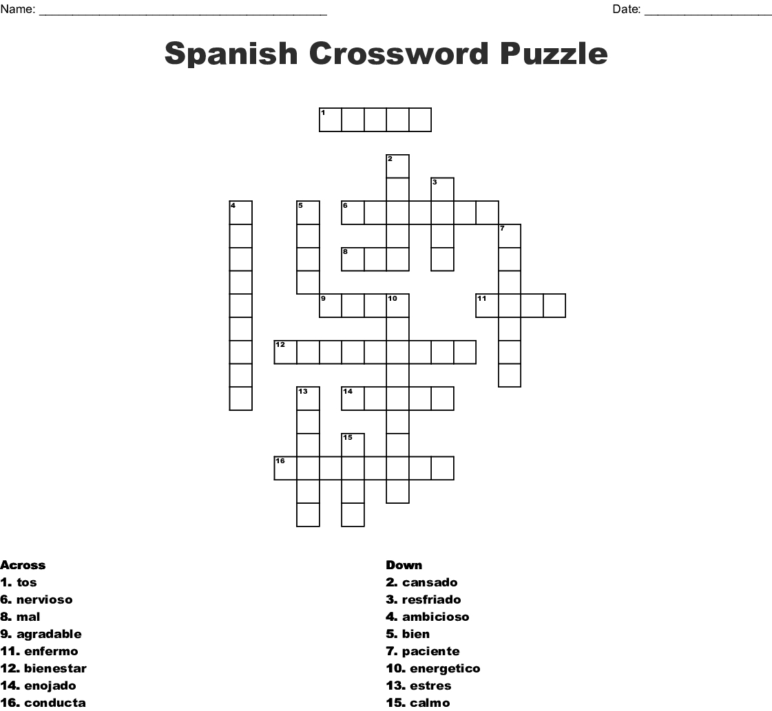 Spanish Crossword Puzzle Crossword - Wordmint - Printable Spanish Crossword Puzzle Answers