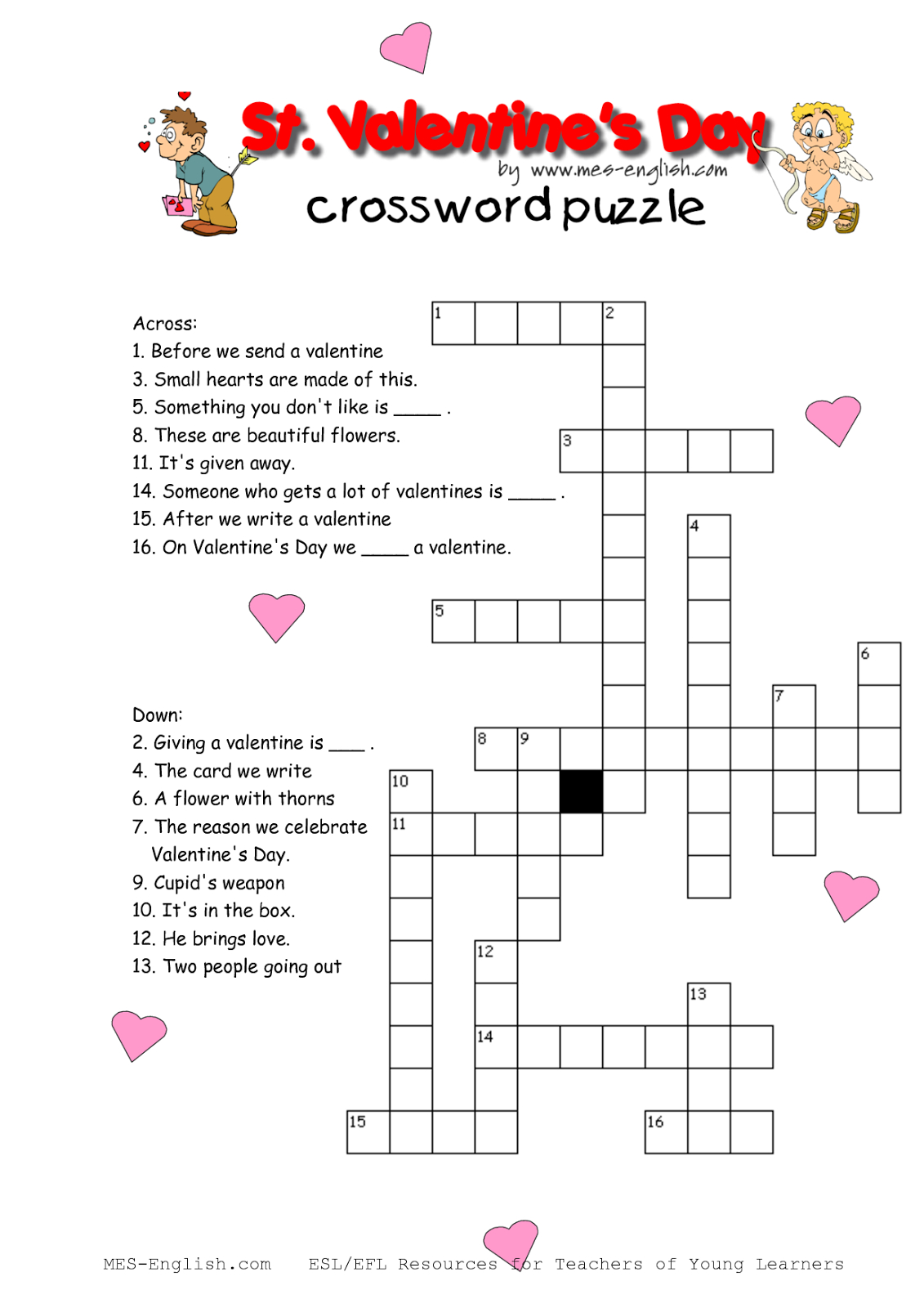 Spanish Valentines Day Crossword Crucigrama San Valentin 476X476 - Free Printable Valentine Crossword Puzzles
