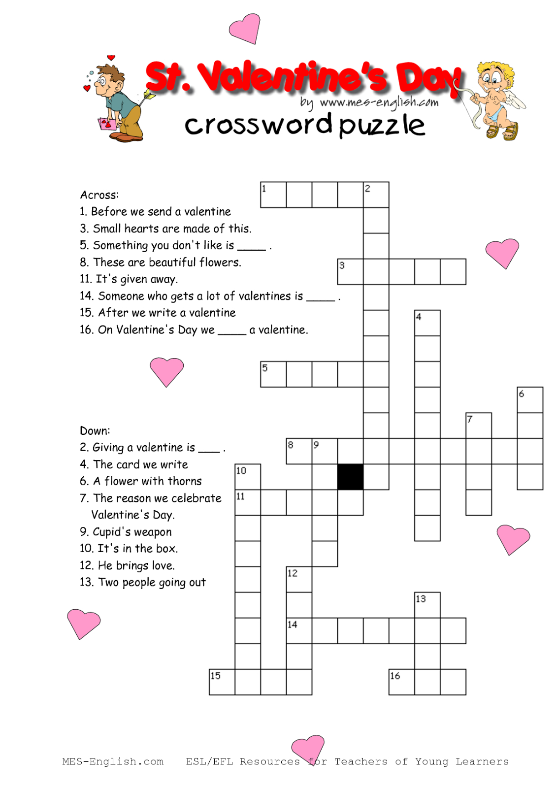 Printable Valentine Crossword Puzzle Printable Crossword Puzzles