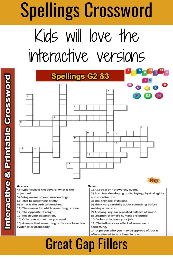 Spelling Interactive &amp;amp; Printable Crossword Puzzle Grade 2&amp;amp;3 | Grade - Printable Crossword Puzzles Grade 3