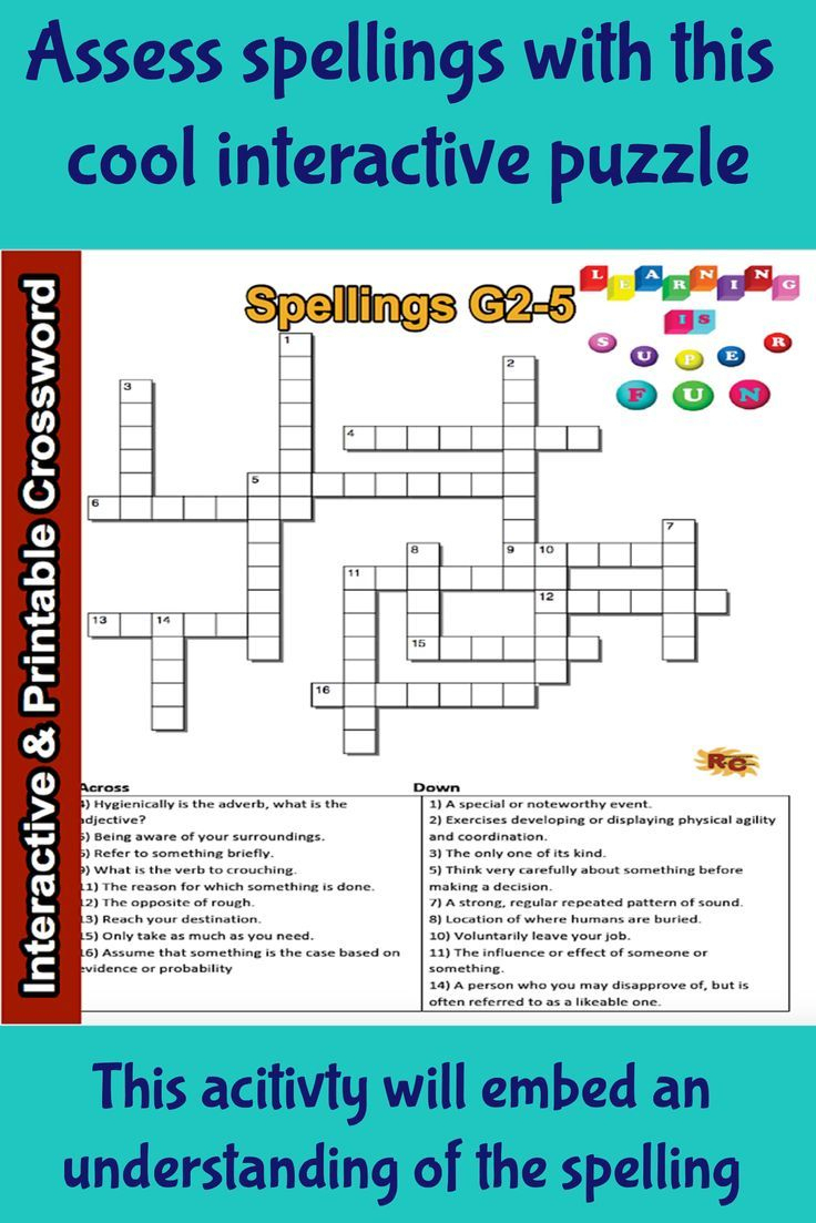 Spelling Interactive &amp;amp; Printable Crossword Puzzle Grade 2&amp;amp;3 - Printable Crossword Puzzle For Grade 5