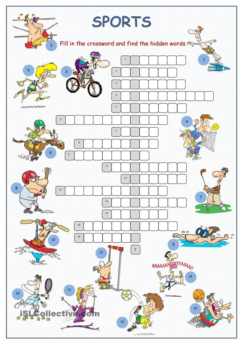 Sports Crossword Puzzle | English | Sports Crossword, Sport English - Printable Crossword Puzzles About Sports