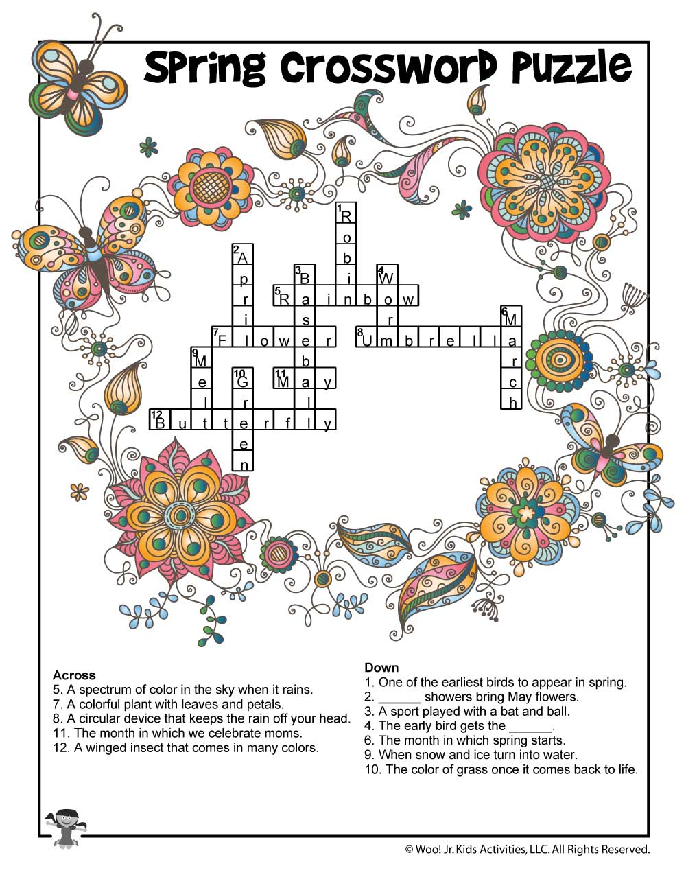 Printable Crossword Spring Printable Crossword Puzzles