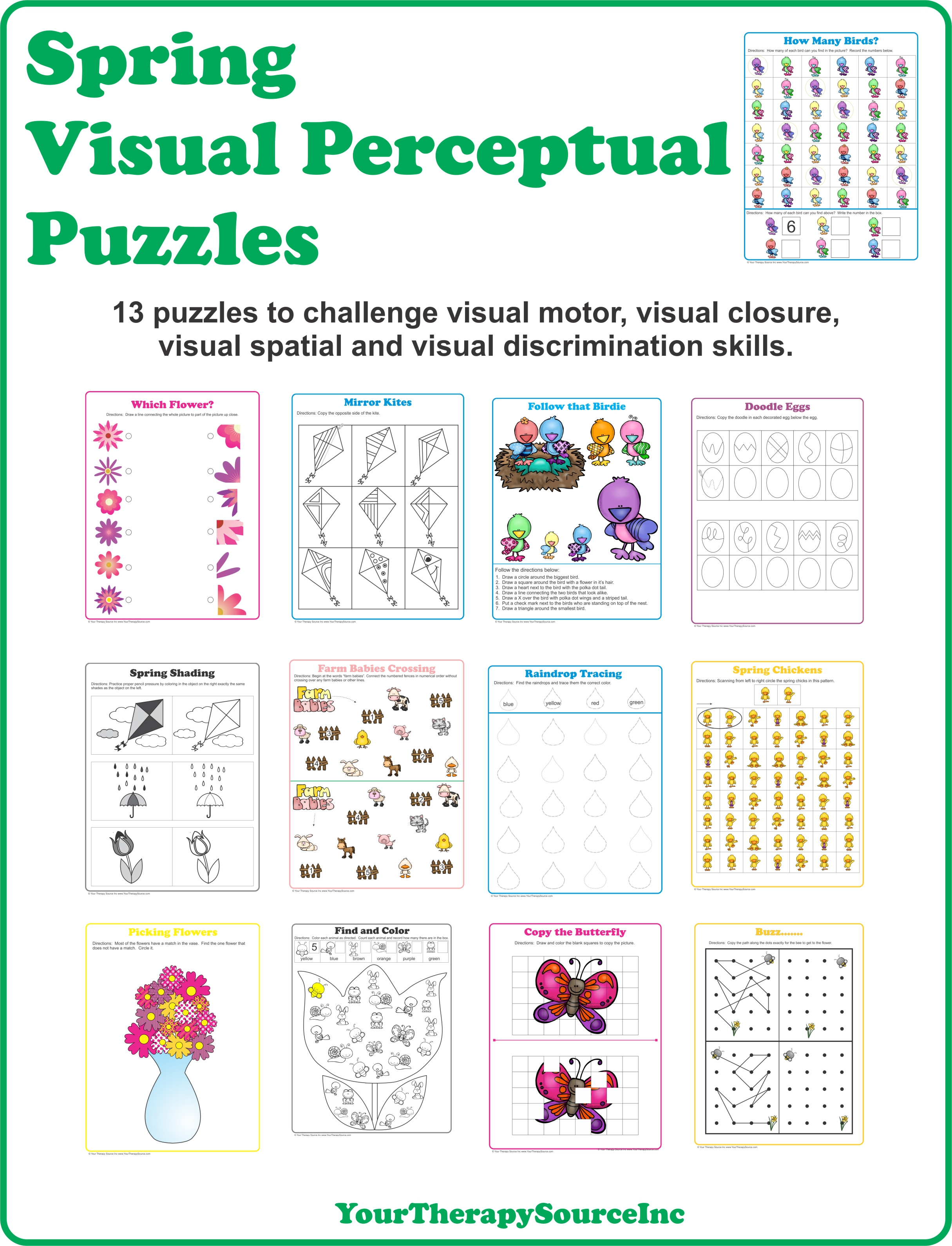 Spring Visual Perceptual Puzzles - Your Therapy Source - Free Printable Visual Puzzles