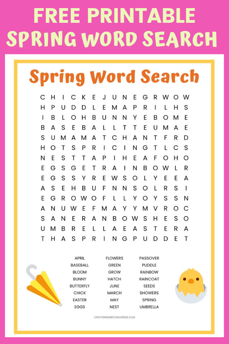 Spring Word Search Free Printable Worksheet For Kids - Printable Spring Puzzles