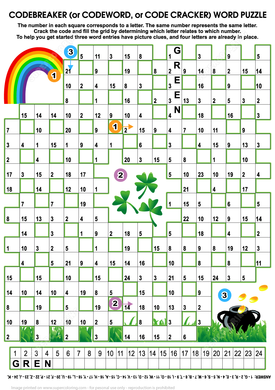 St. Patricks Day Codebreaker Word Puzzle | Free Printable Puzzle Games - Printable Codebreaker Puzzles