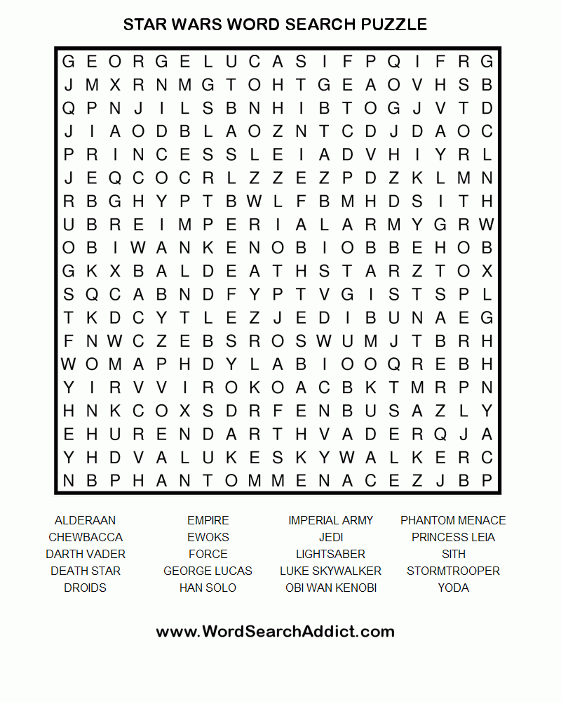 Star Wars Word Search Puzzle | Griff | Star Wars Classroom, Star - Star Wars Crossword Puzzle Printable