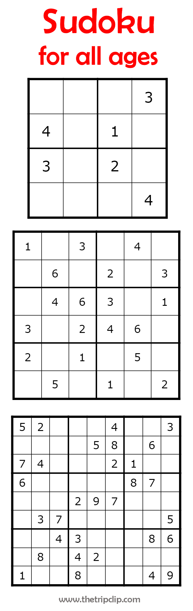 Sudoku For All Ages Plus Lots Of Other Printable Activities For Kids - Printable Puzzles 4X4