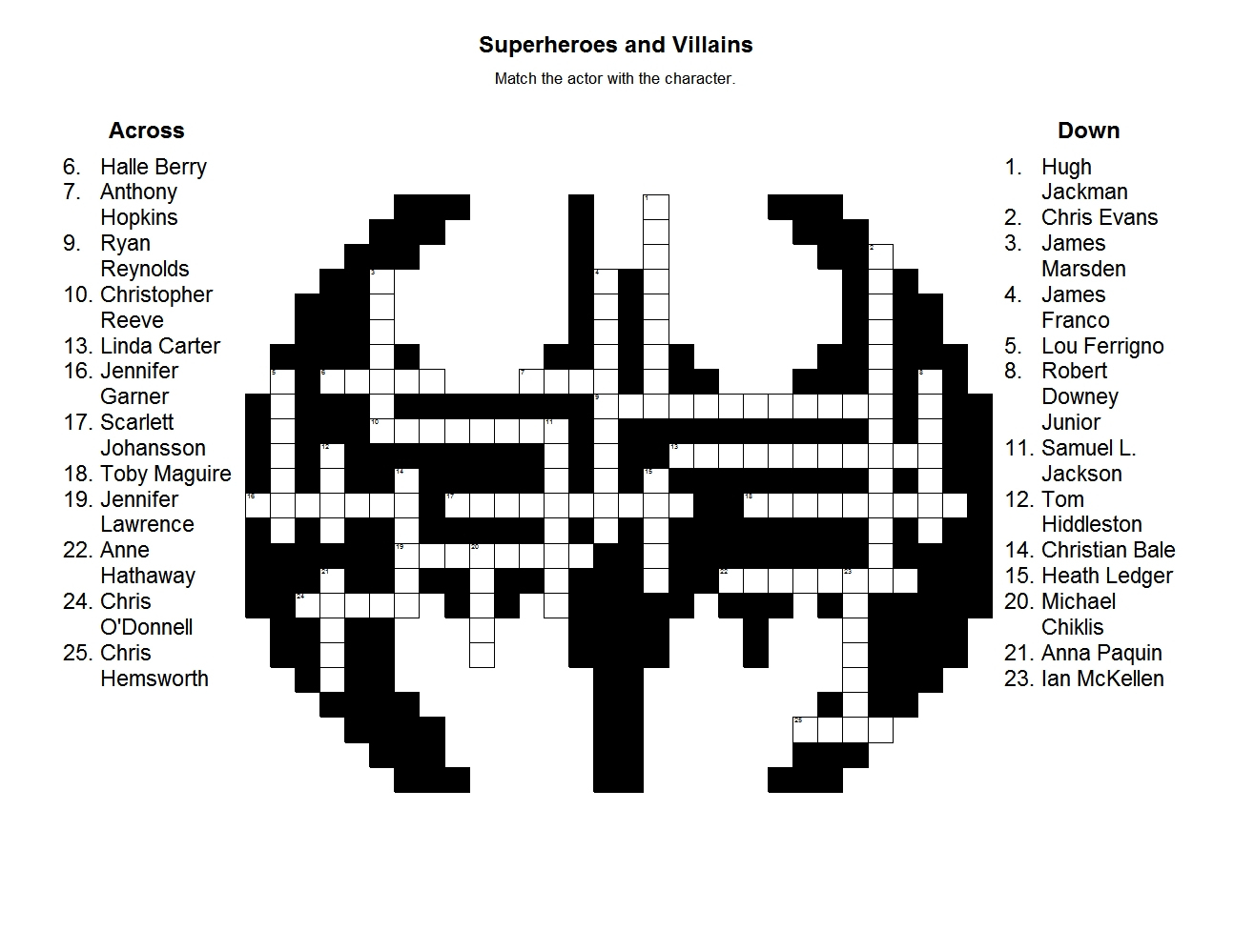 Printable Superhero Crossword Puzzle - Printable Crossword Puzzles