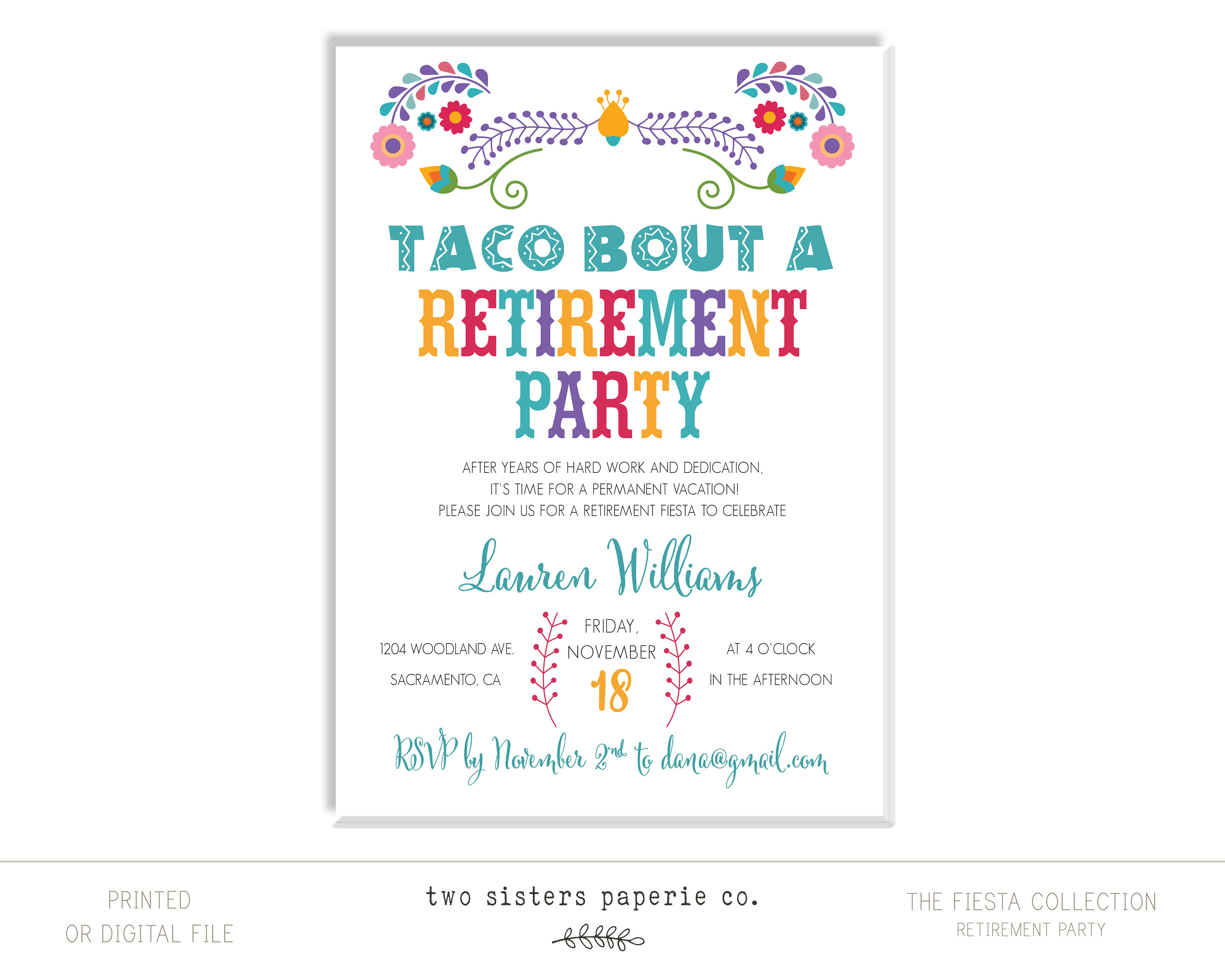 Taco Bout A Retirement Party Invitation Fiesta Collection | Etsy - Printable Dropdown Puzzles