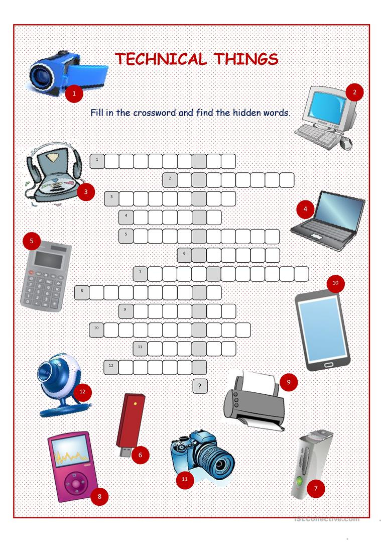 Technical Things Crossword Puzzle Worksheet - Free Esl Printable - Printable Office Puzzles