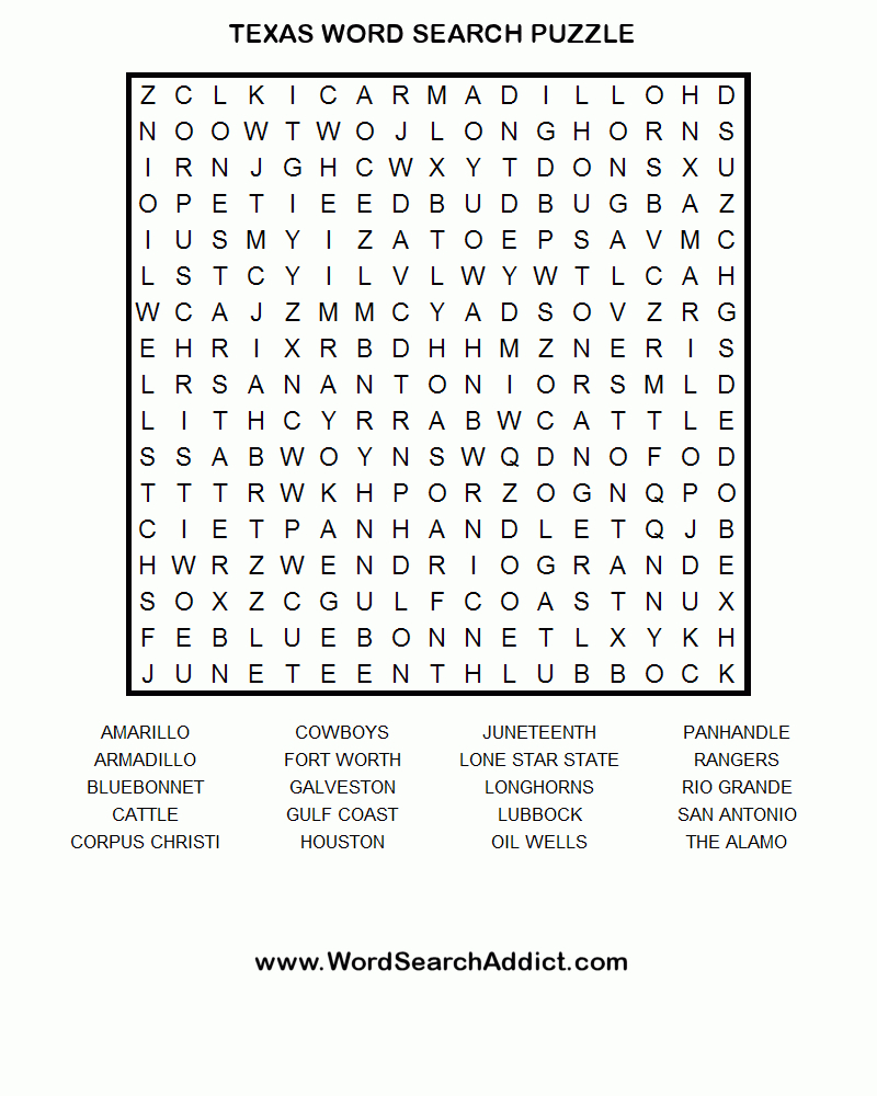 Texas Word Search Puzzle | Smarty Pants | Puzzle, Crossword Puzzles - Car Crossword Puzzles Printable