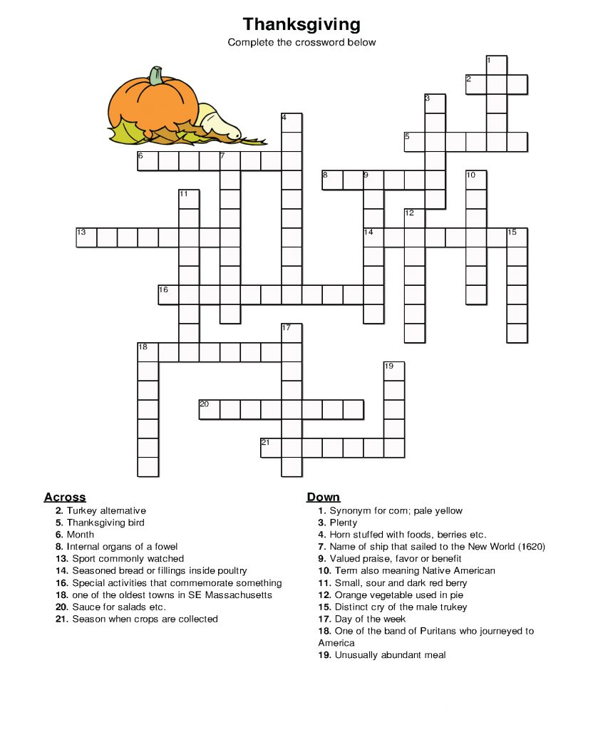 Download Thanksgiving Crossword Puzzle - Best Coloring Pages For Kids - Thanksgiving Crossword Puzzle ...