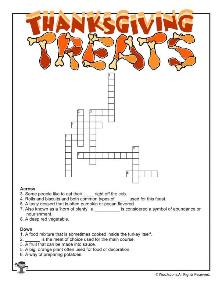 Printable Thanksgiving Crossword Puzzles