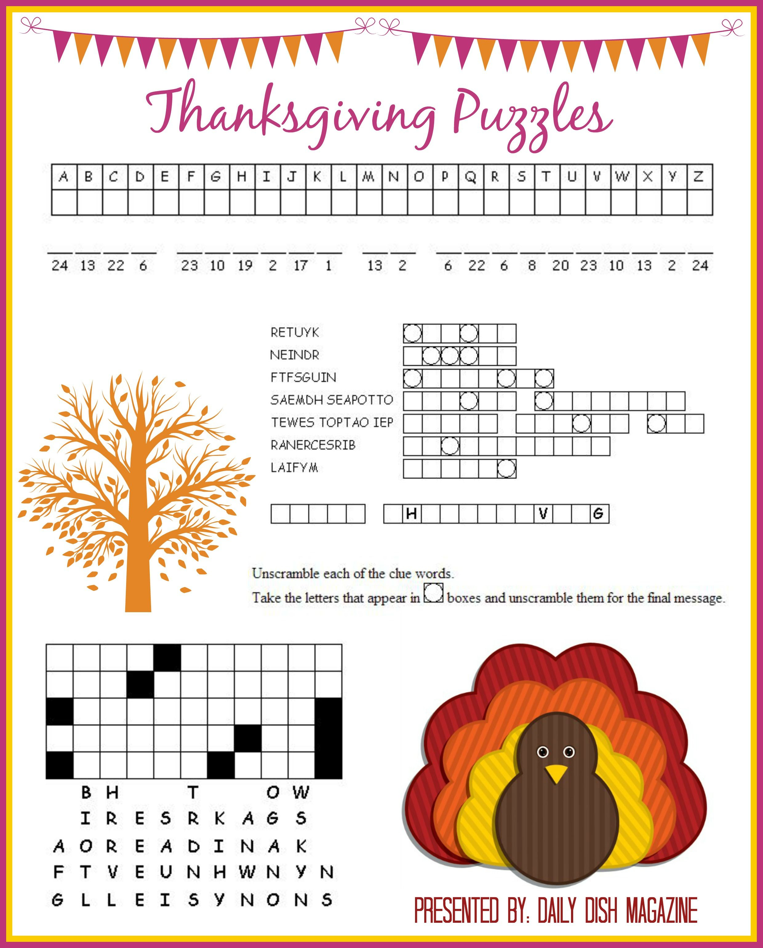 Thanksgiving Puzzles Printables | *holidays We Celebrate - Free Printable Crossword Puzzles Thanksgiving