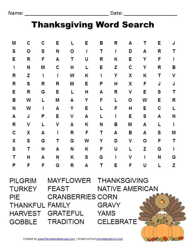 Thanksgiving Word Search Free Printable | Thanksgiving - Printable Quotefall Puzzles Free