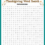 Thanksgiving Word Search Free Printable Worksheet   Printable Word Puzzles Free
