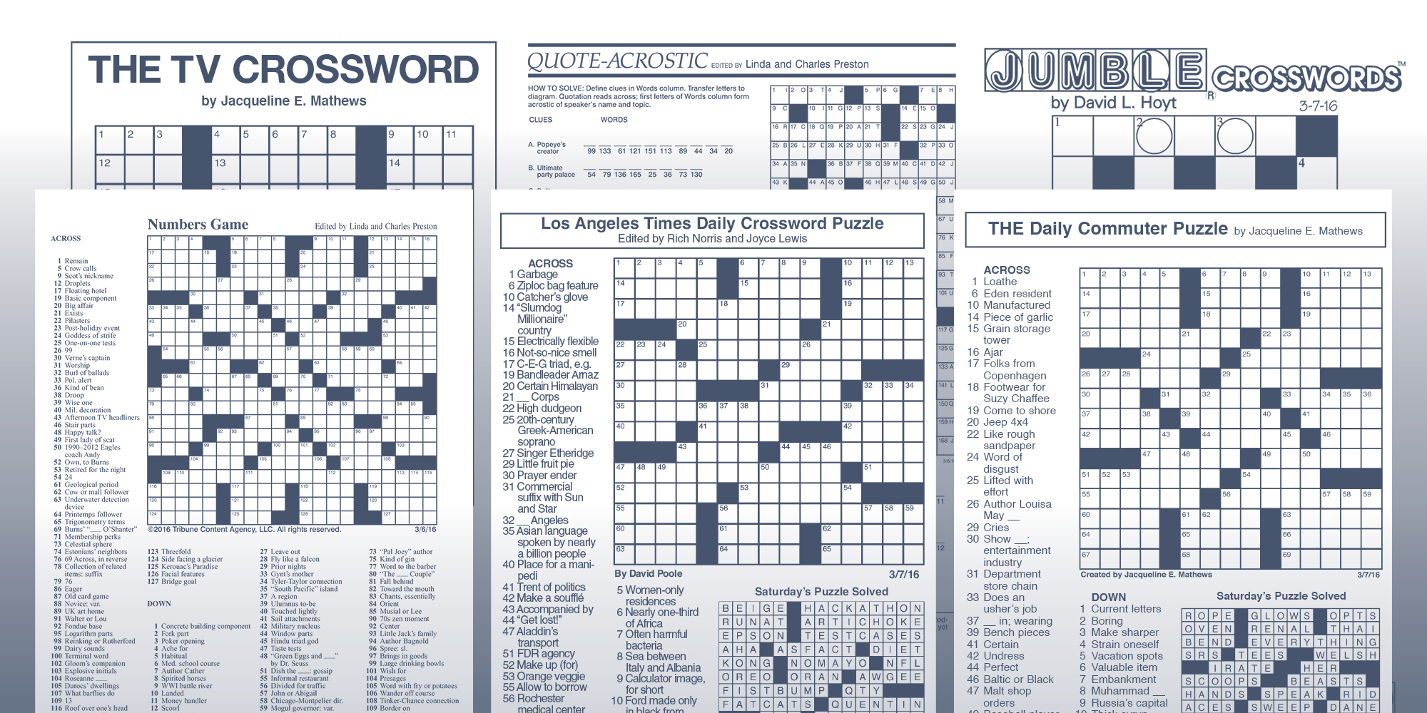 The Daily Commuter Puzzlejackie Mathews | Tribune Content Agency - Printable Crossword Puzzles By Jacqueline Mathews