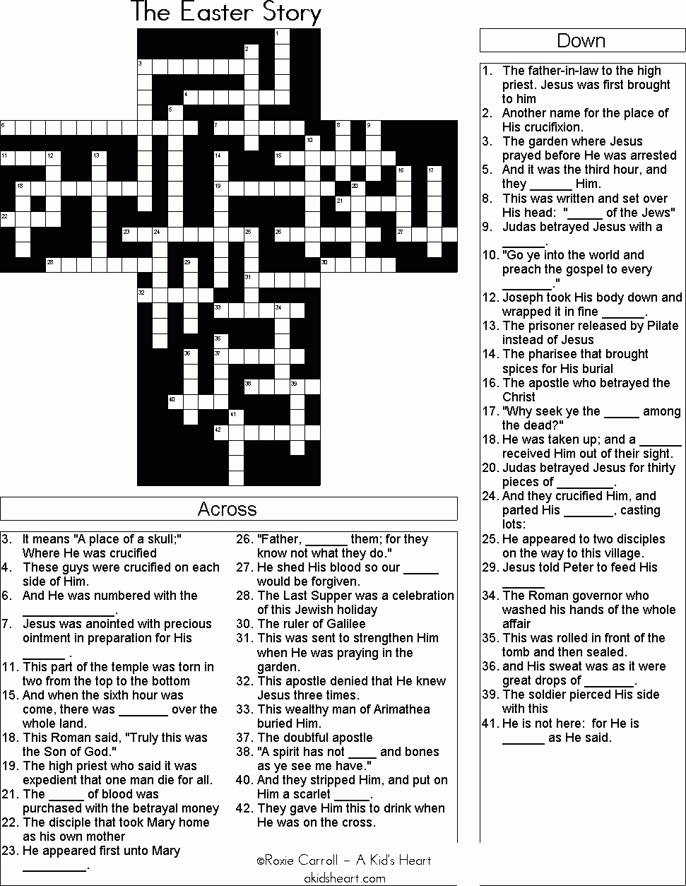 The Easter Story Crossword Puzzle | Bible Crosswords/word Search - Christian Crossword Puzzles Printable