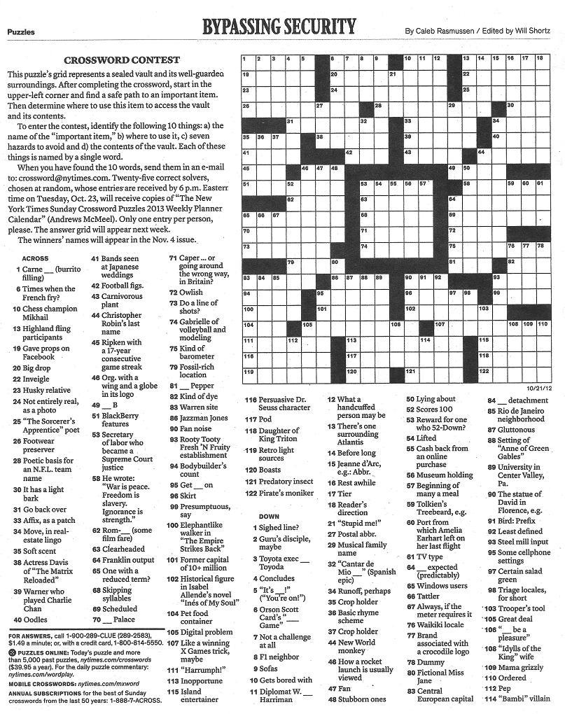 Printable Crossword Nytimes Printable Crossword Puzzles