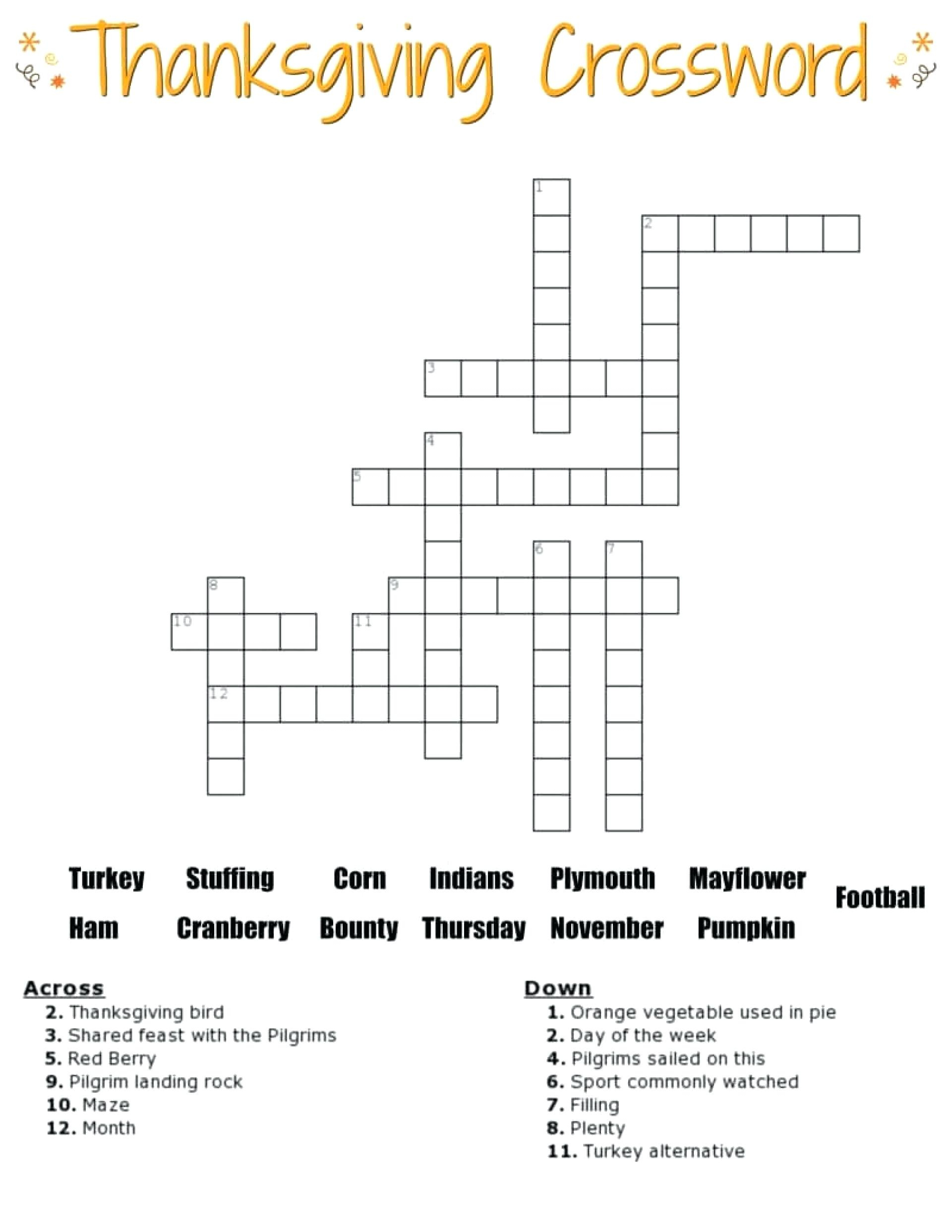 The Weekcom Puzzles Math Thanksgiving Crossword Puzzle Crosswords - 4Th Grade Crossword Puzzles Printable