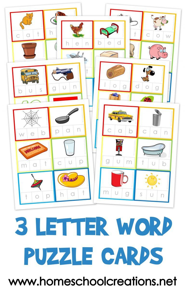Three Letter Word Cards ~ Free Printable | Kindergarten Stuff | 3 - Printable Letter Puzzles