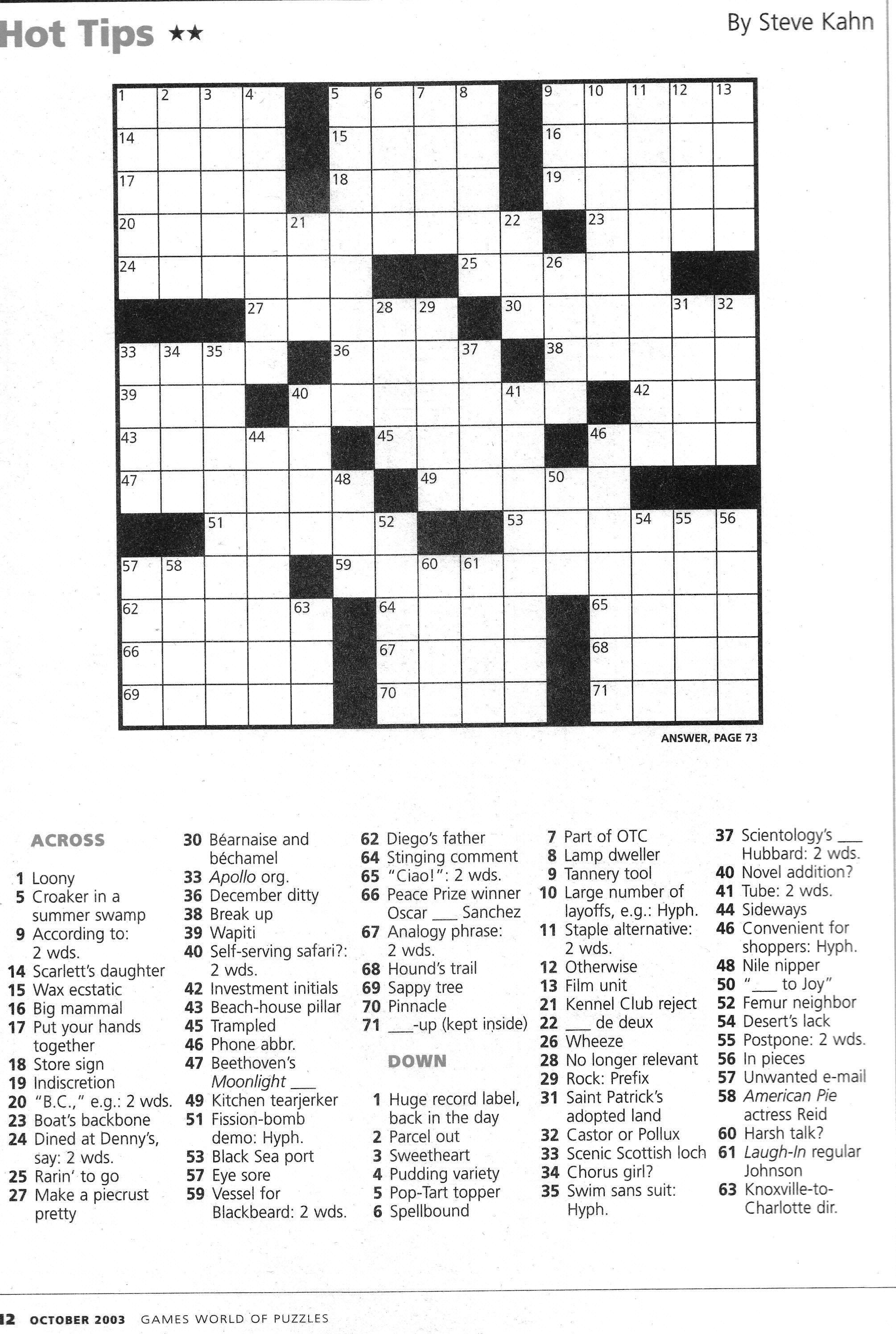 Printable Crossword Clue | Printable Crossword Puzzles