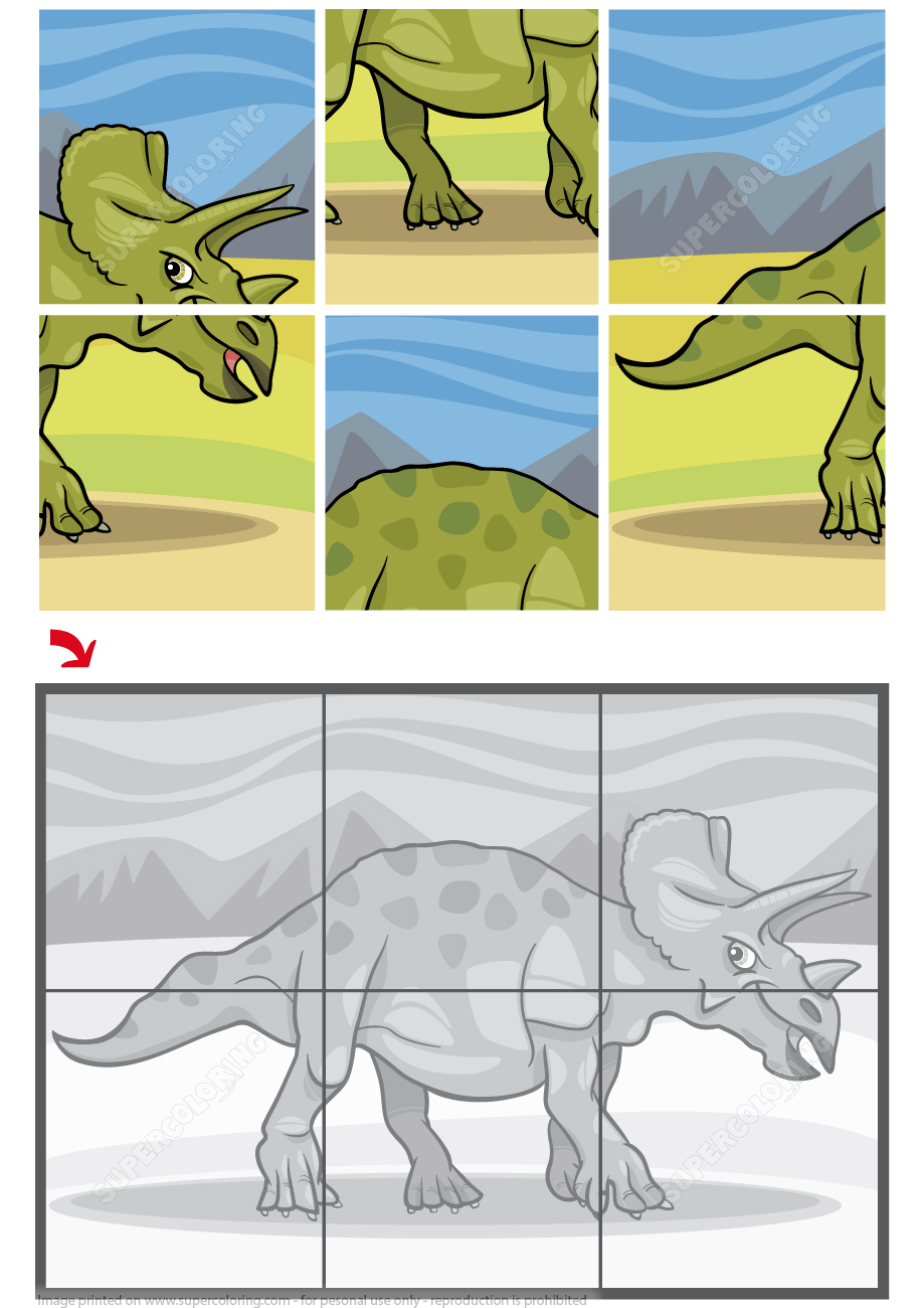 Triceratops Dinosaur Jigsaw Puzzle | Free Printable Puzzle Games - Printable Dinosaur Puzzle