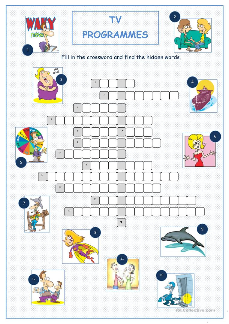 Tv Programmes Crossword Puzzle Worksheet - Free Esl Printable - Printable Crossword Puzzles Tv Shows