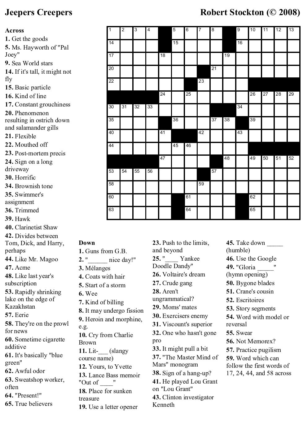 Printable Crossword Puzzles Tv Shows Printable Crossword Puzzles