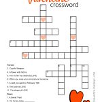 Valentine Crossword Puzzle   Sunshine And Rainy Days   Printable Valentines Crossword