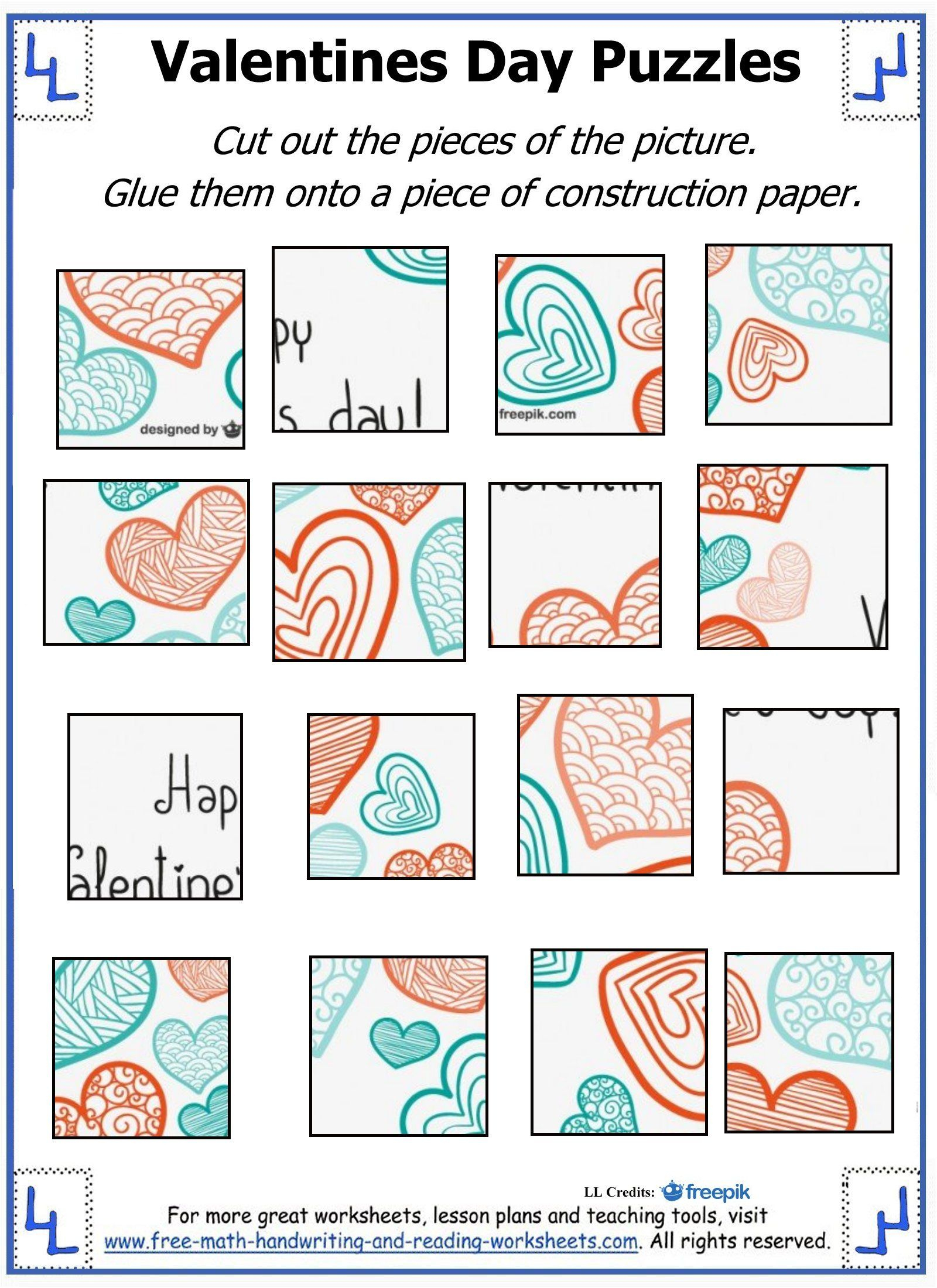 Valentine Day Puzzles - Printable Cut &amp;amp; Paste Puzzles | Valentine - Printable Reading Puzzles